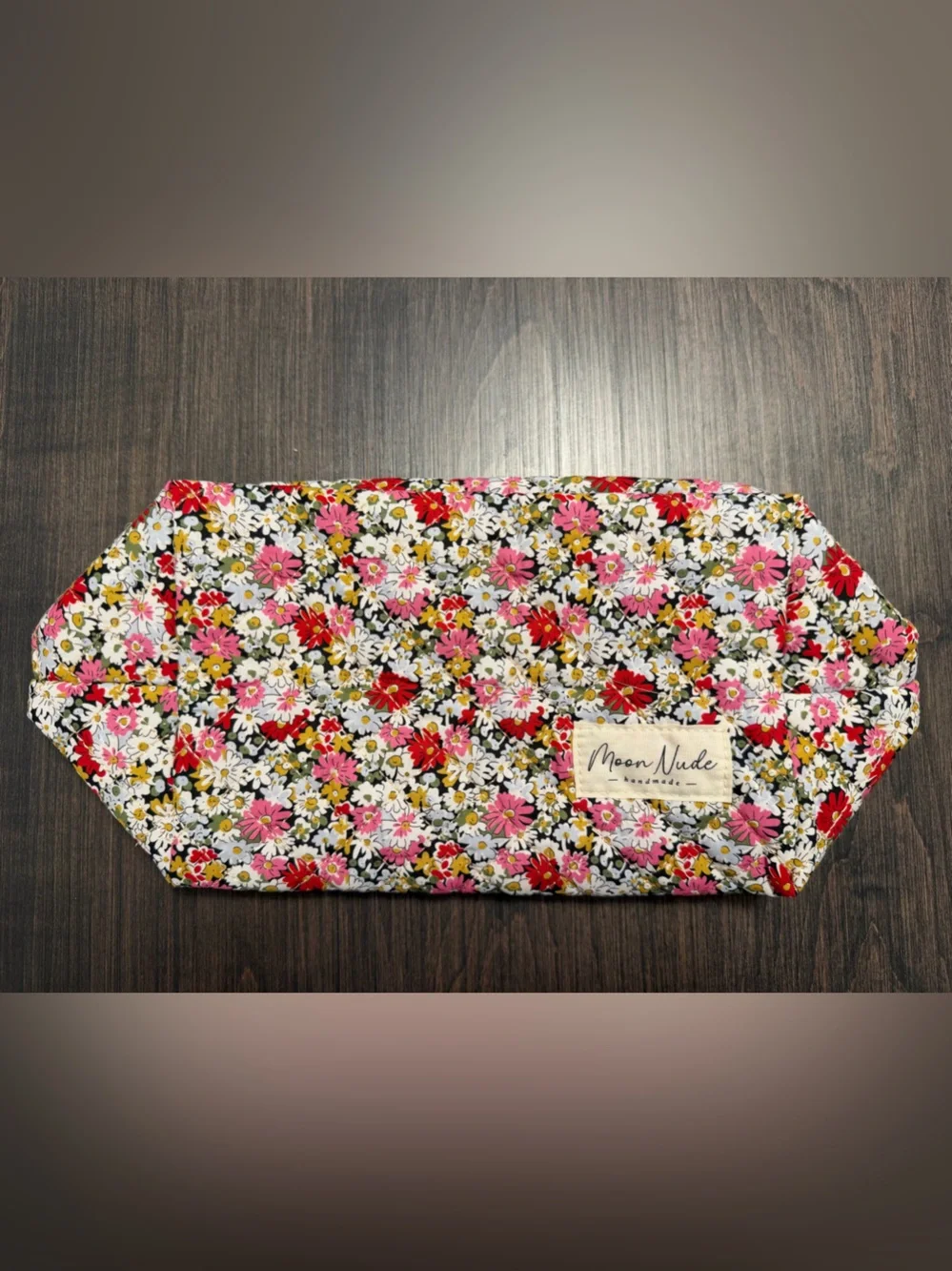 Moon Nude Floral Cosmetic Bag in Pink & Red - NWT